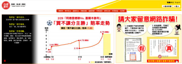 台灣運彩官網首頁賽事表解說