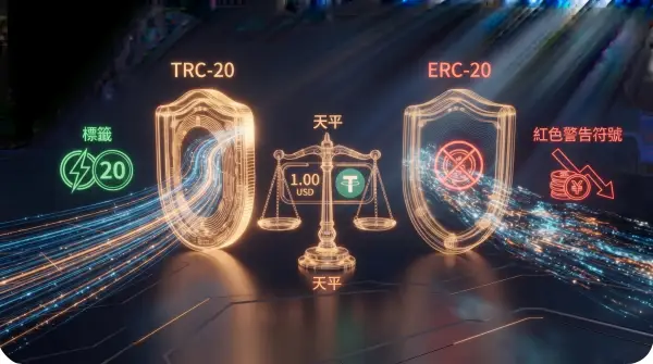 USDT穩定幣與TRC20網路ERC20網路手續費入金時間比較